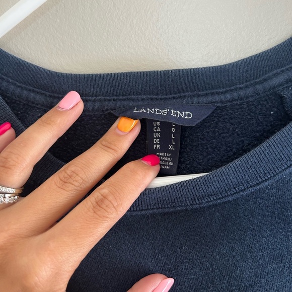 Lands’ End Men’s Crewneck Sweatshirt | Size L | Navy Blue - Picture 2 of 3